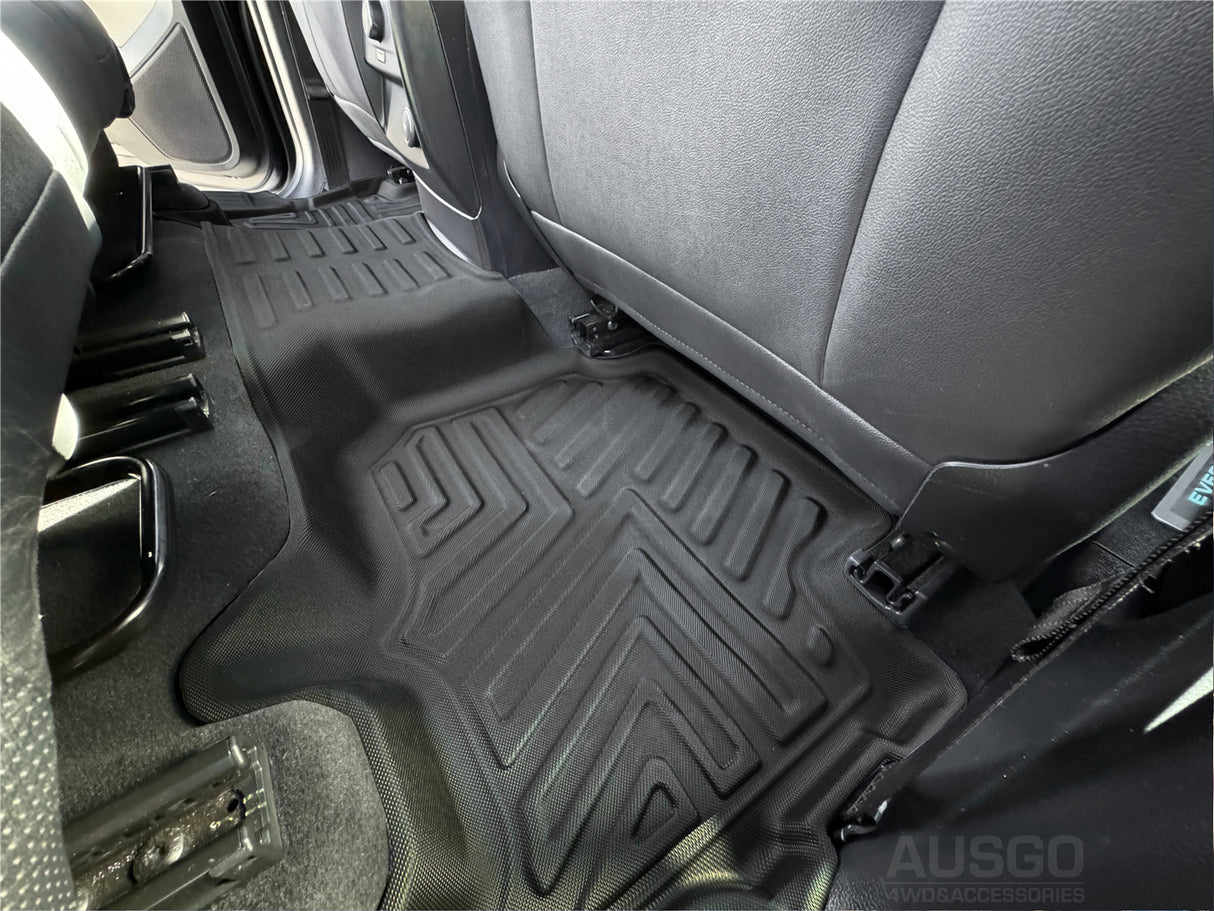 5D Moulded Floor Mats + Black Door Sill Protector for Ford Everest 2015-2022
