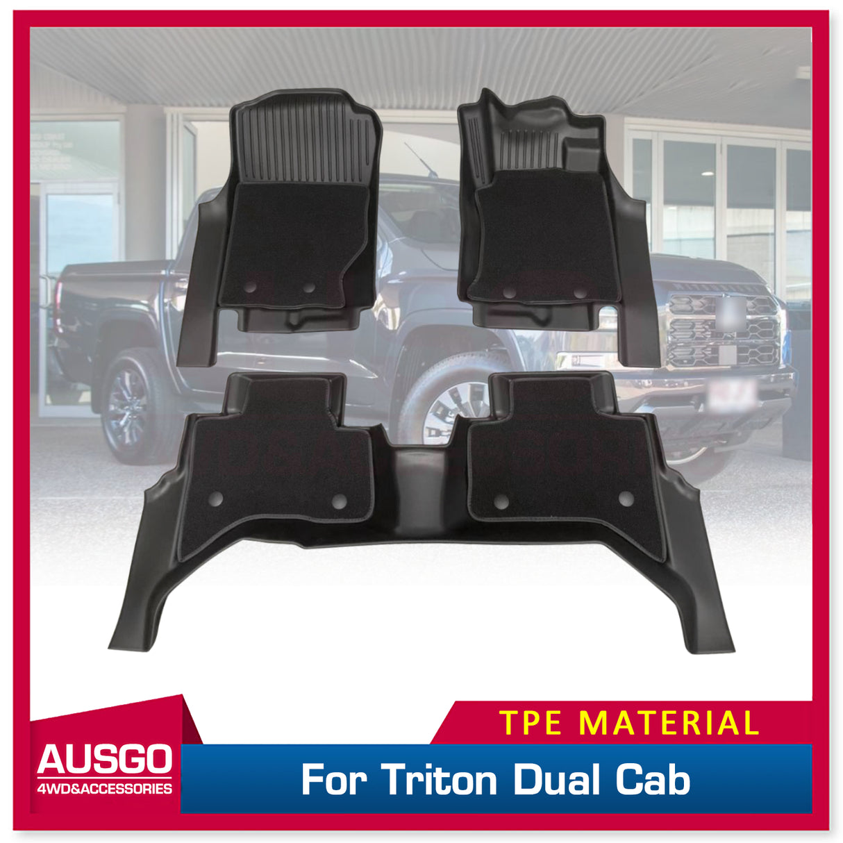 Double-Layer Car Floor Mats for Mitsubishi Triton MV Next-Gen Dual Cab 2024-Onwards