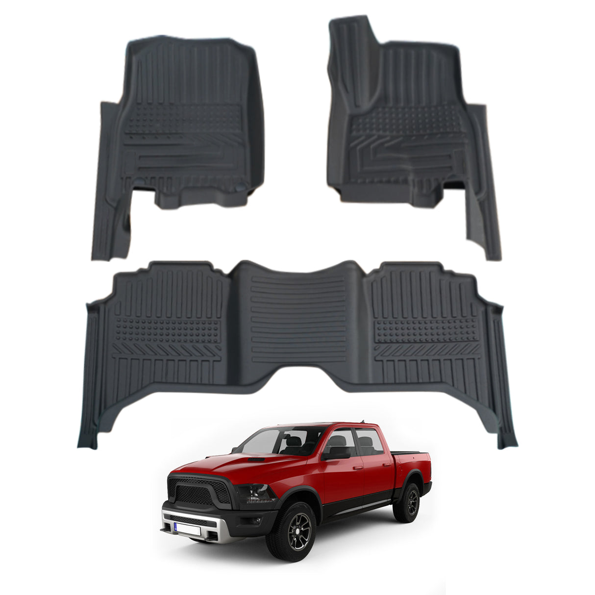 5D Car Floor Mats for RAM 1500 DS Series Crew Cab 2017-2022