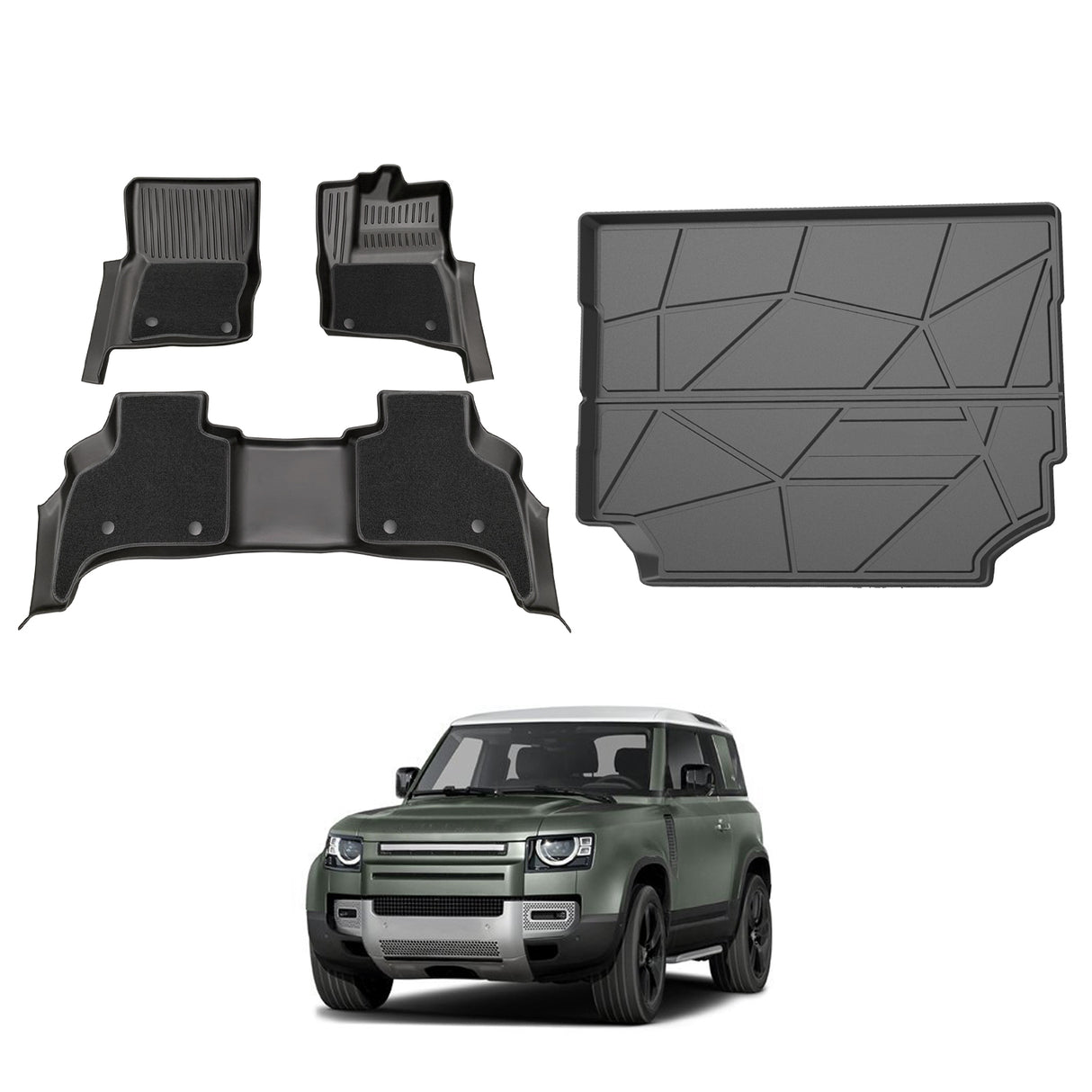 Double-Layer Car Floor Mats for Land Rover Defender L663 Series 110 5 Seats 2020-Onwards