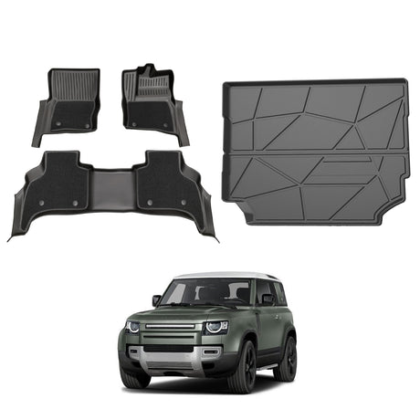 Double-Layer Car Floor Mats for Land Rover Defender L663 Series 110 5 Seats 2020-Onwards