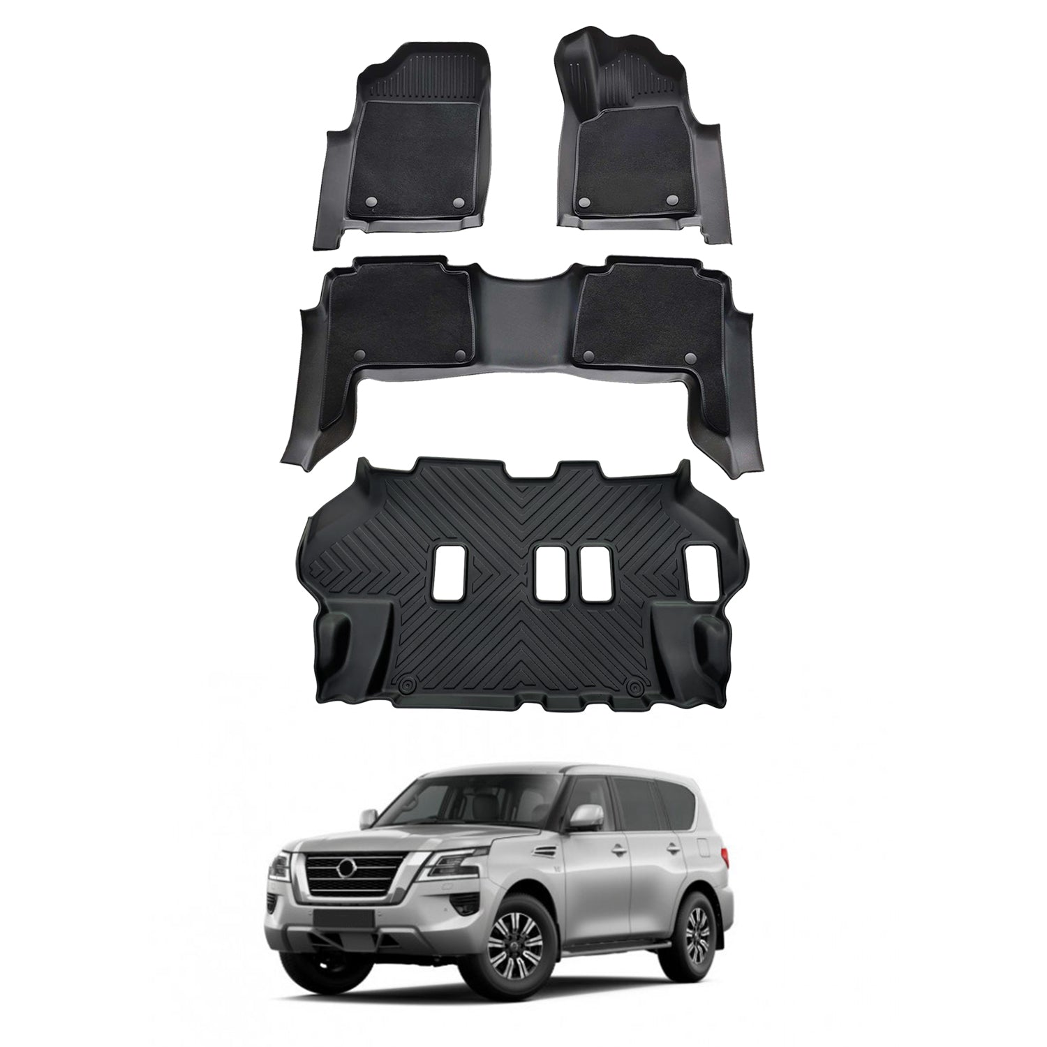 Double-Layer Car Floor Mats for Nissan Patrol Y62 2012-Onwards