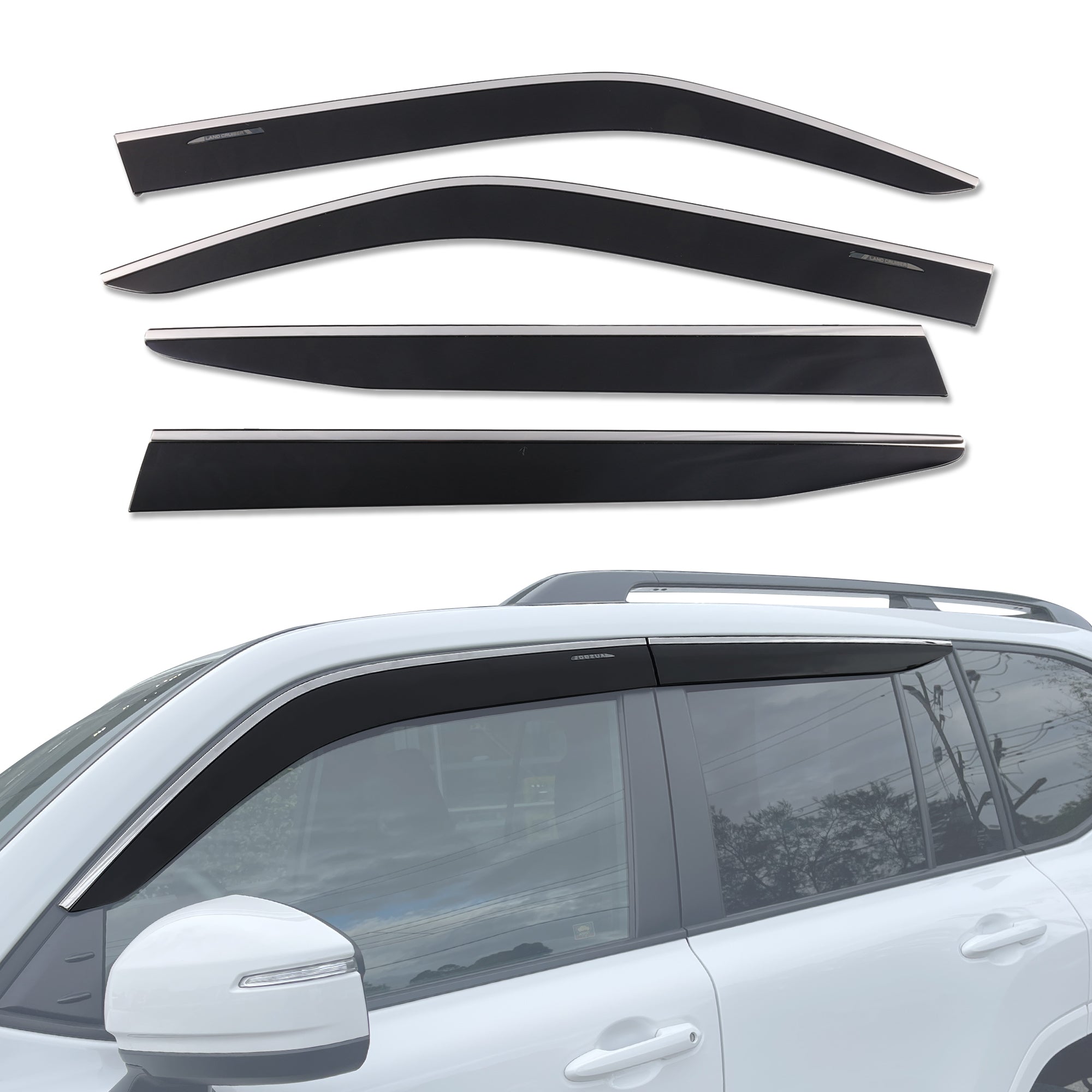 Toyota Land Cruiser 300 Series 2021-Onwards Monsoon Weather Shields with Stainless Trim