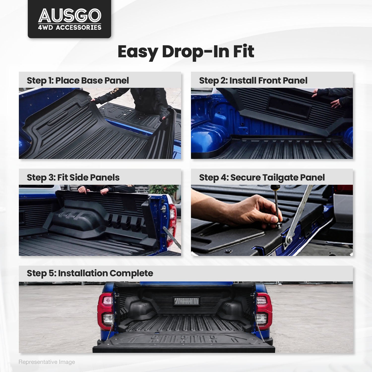 Pre-order 5-Piece Tub Liner for Toyota Hilux Dual Cab 2015-2025 A Deck - SR5 / GR / Rogue