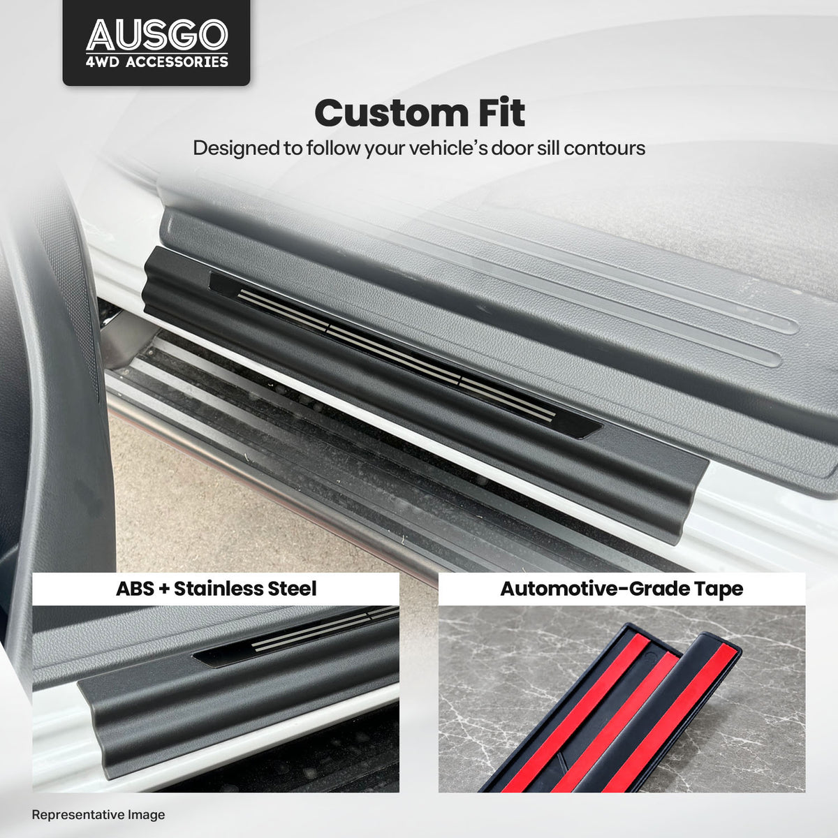 Door Sill Protector for Mitsubishi Triton MQ MR Series Dual Cab 2015-2024