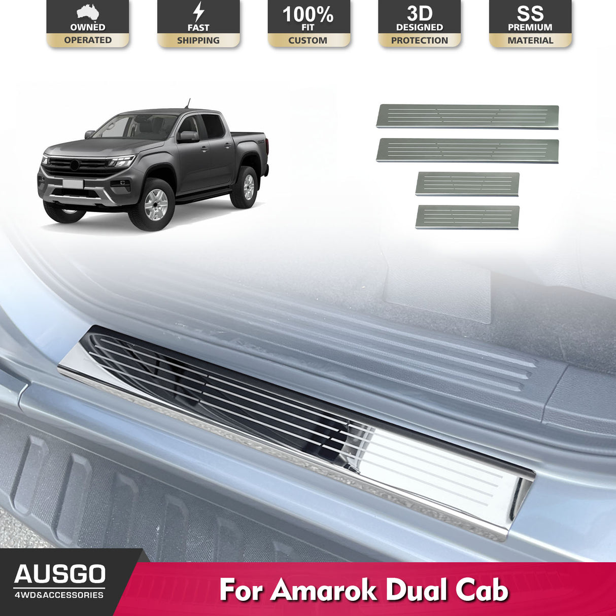 Stainless Door Sill Protector for Volkswagen Amarok Next-Gen NF Dual Cab 2023-Onwards