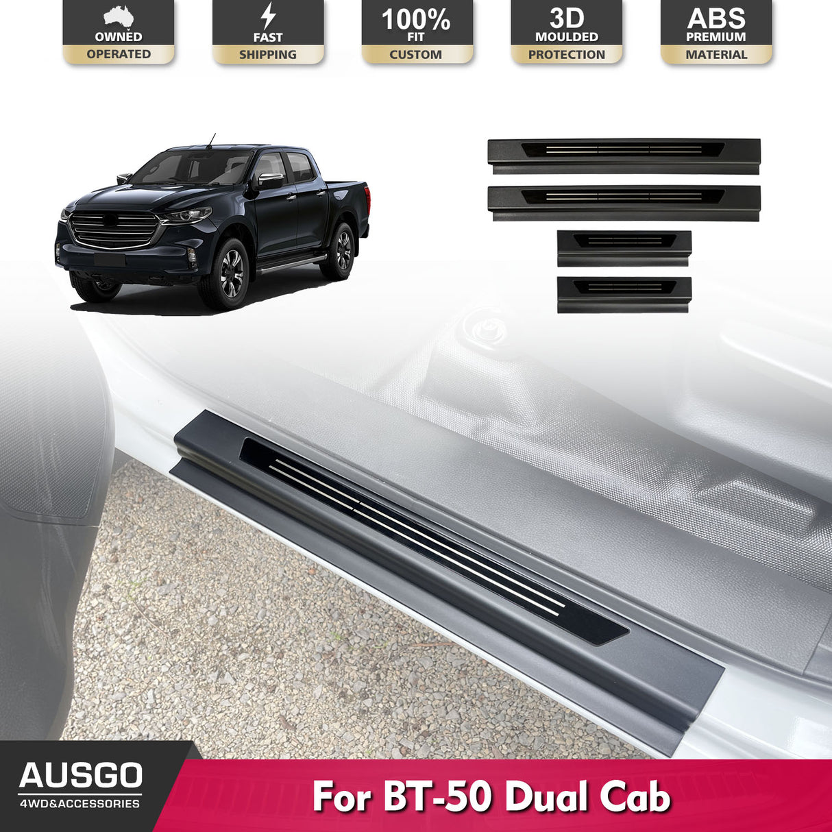 ABS Door Sill Protector for Mazda BT-50 BT50 Dual Cab 2020-Onwards