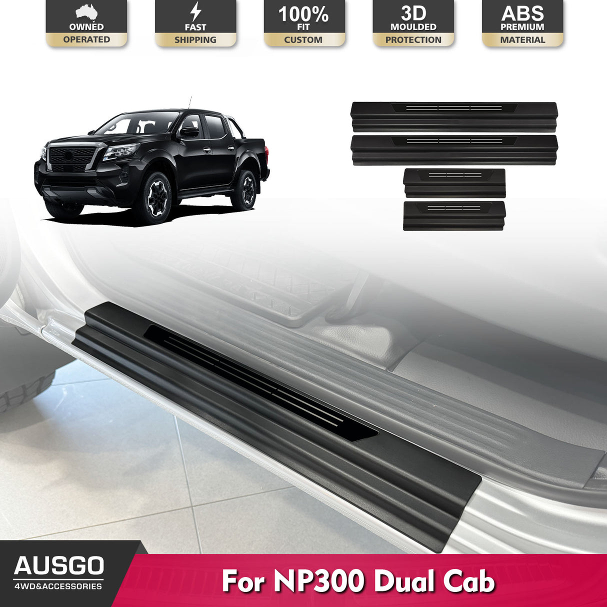 ABS Door Sill Protector for Nissan Navara NP300 D23 Dual Cab 2015-Onwards