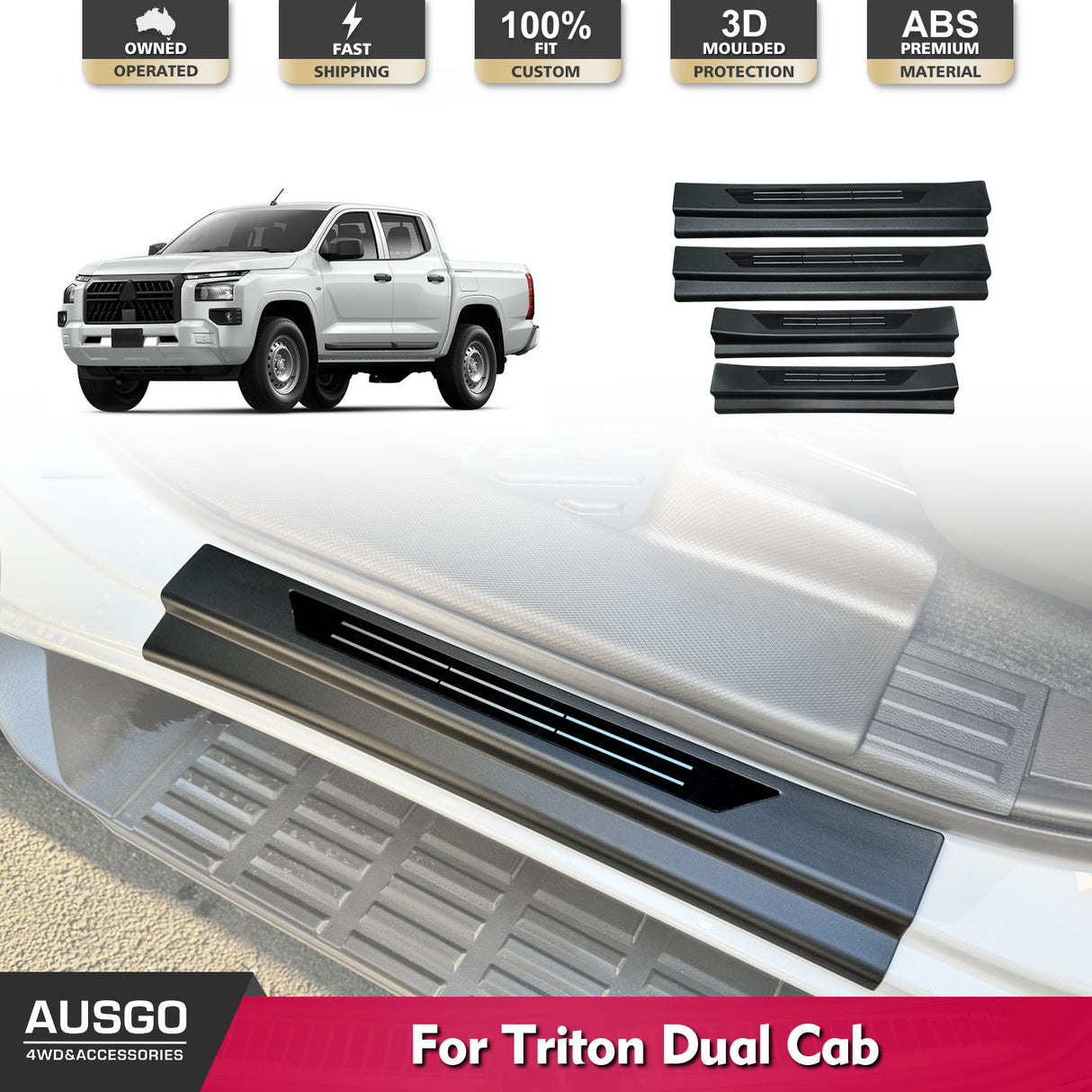 ABS Door Sill Protector for Mitsubishi Triton MV Next-Gen Dual Cab 2024-Onwards