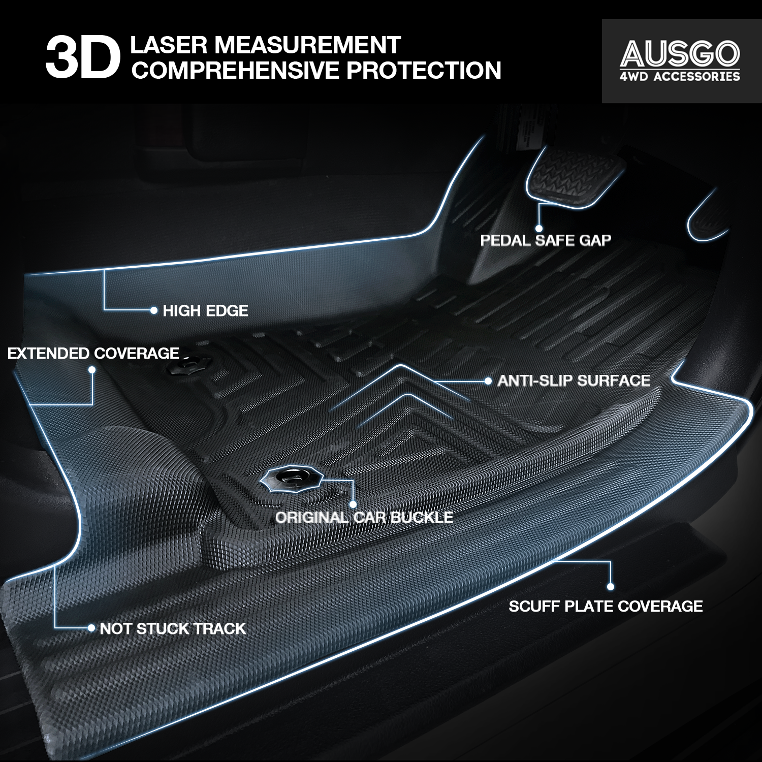 Toyota Land Cruiser Prado 150 Series 7-Seater 2009-2024 Car Floor Mats (Auto Trans)