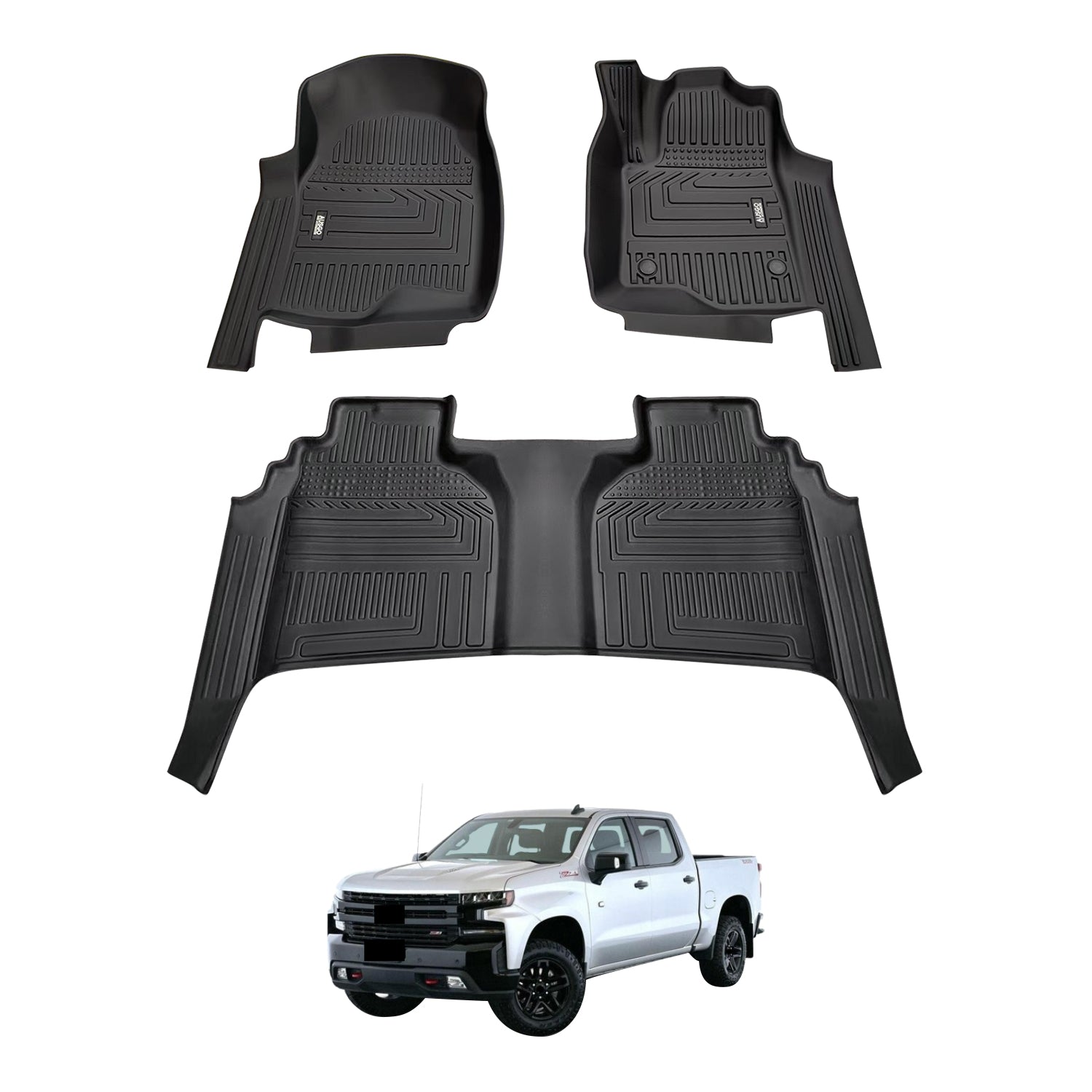 Chevrolet Silverado T1 Series 2020-Onwards Car Floor Mats（WITH Rear Underseat Storage Box）