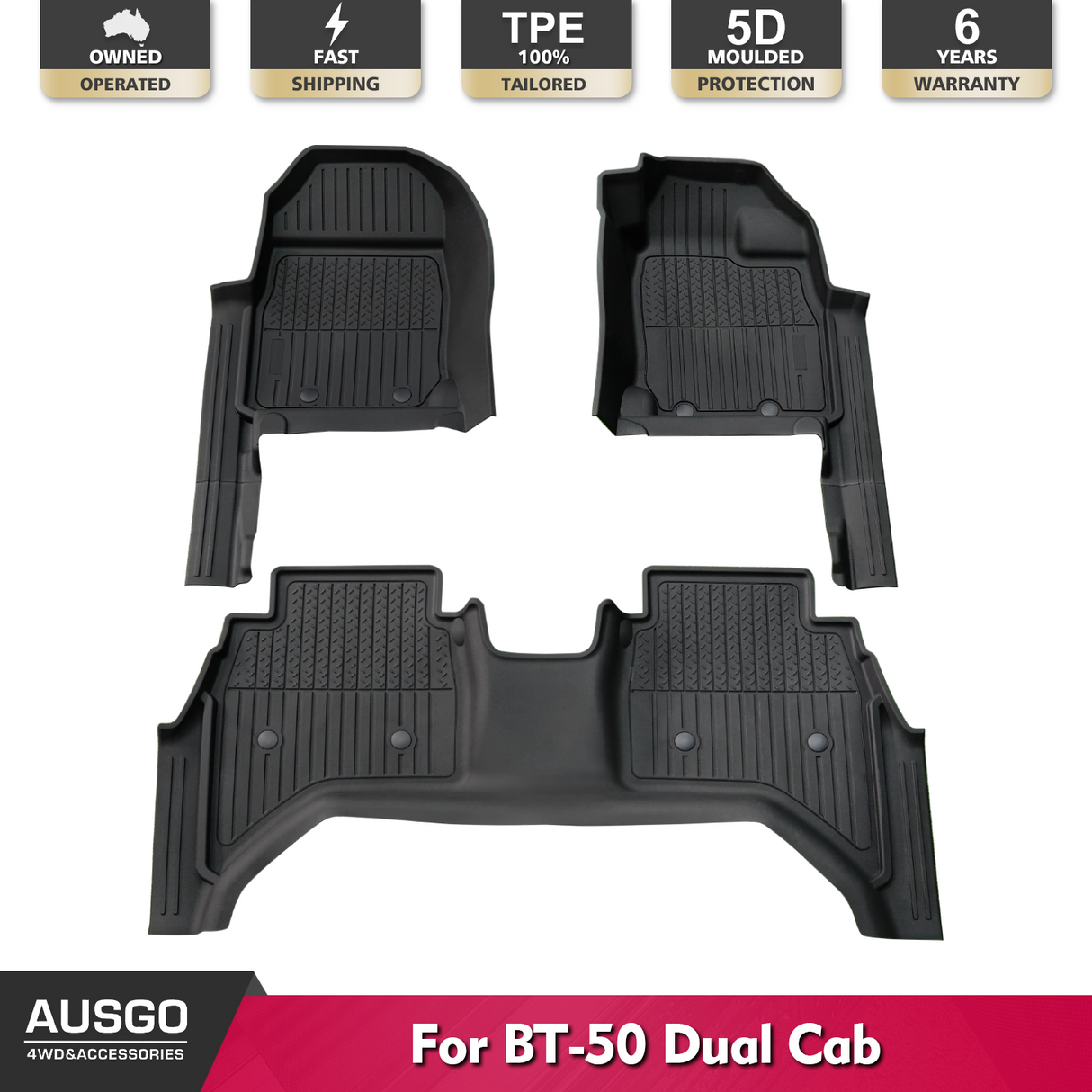 7D Injection Floor Mats for Mazda BT-50 BT50 Dual Cab 2020-Onwards