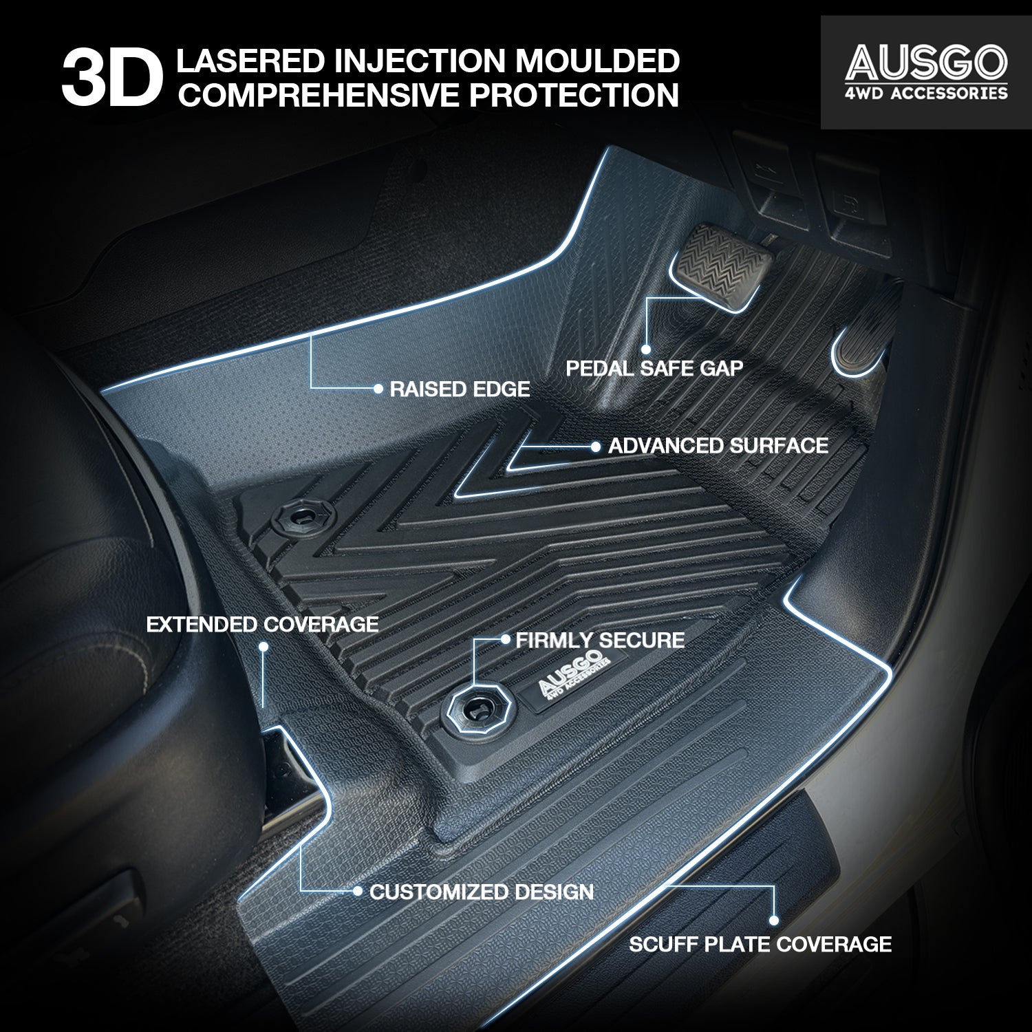 Toyota Hilux 2015-Onwards Injection Car Floor Mats (Auto Trans)