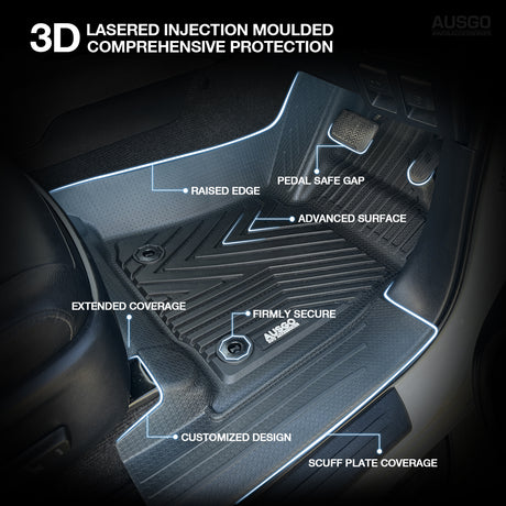 5D Injection Floor Mats for Toyota Hilux Dual Cab 2015-Onwards Auto Trans