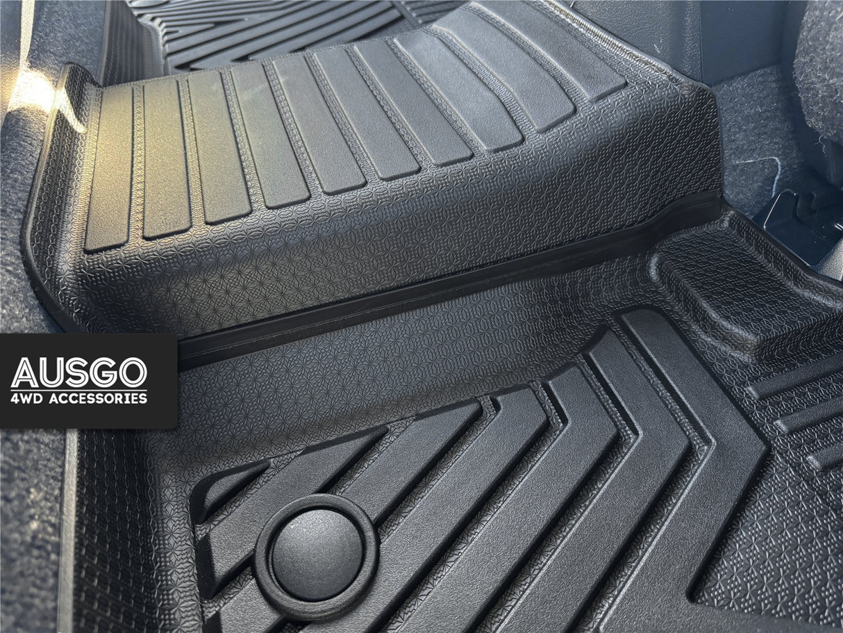 5D Injection Floor Mats + Black Door Sill Protector for Toyota Hilux Auto Dual Cab 2015-Onwards