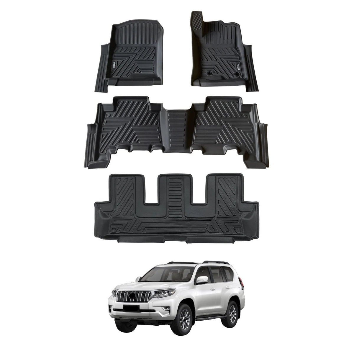 Car Floor Mats for Toyota LandCruiser Prado 150 Series 7-Seater 2009-2024 (Auto Trans)