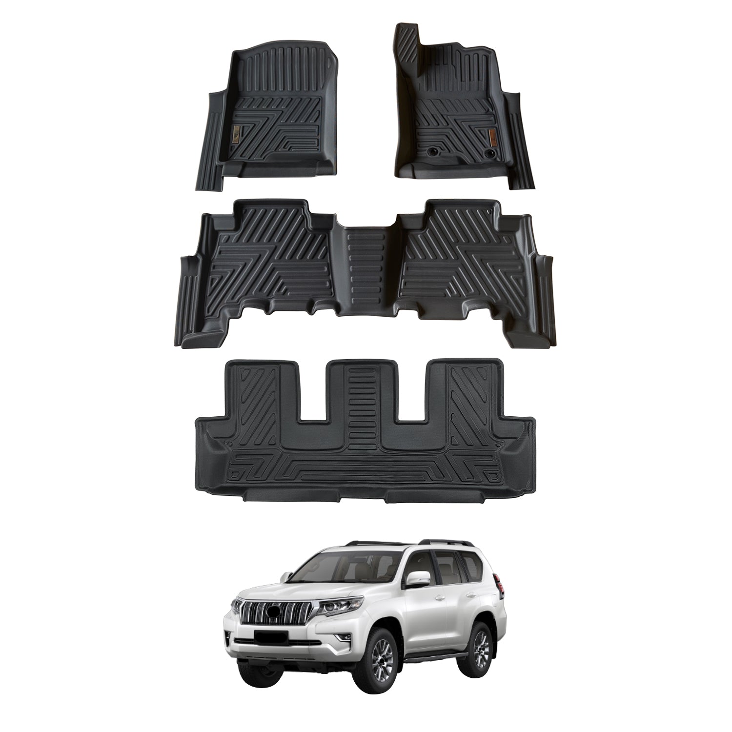 Car Floor Mats for Toyota Land Cruiser Prado 150 Series 7-Seater 2009-2024 (Auto Trans)