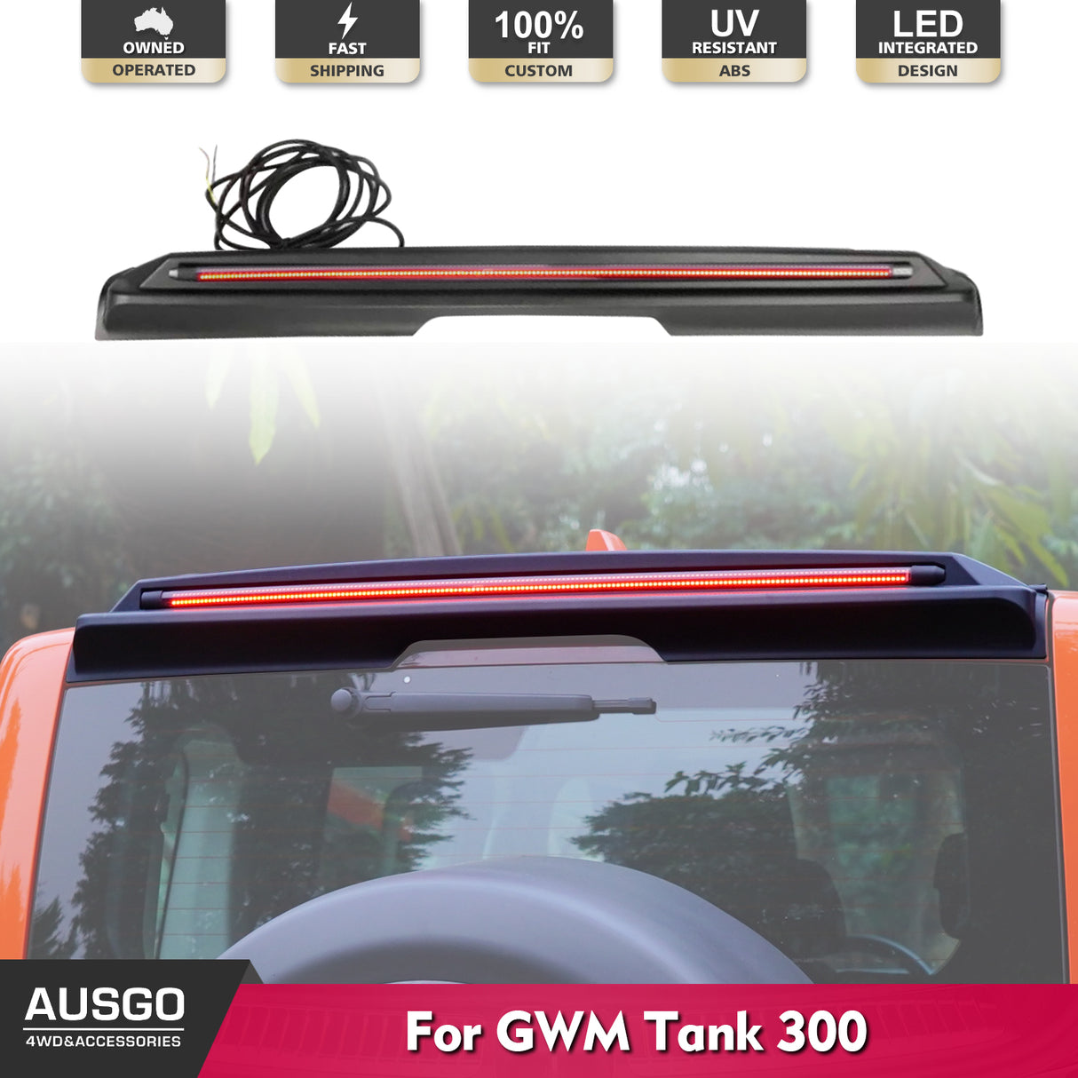 Rear Roof Spoiler with LED Light for GWM Tank 300 2023-Onwards