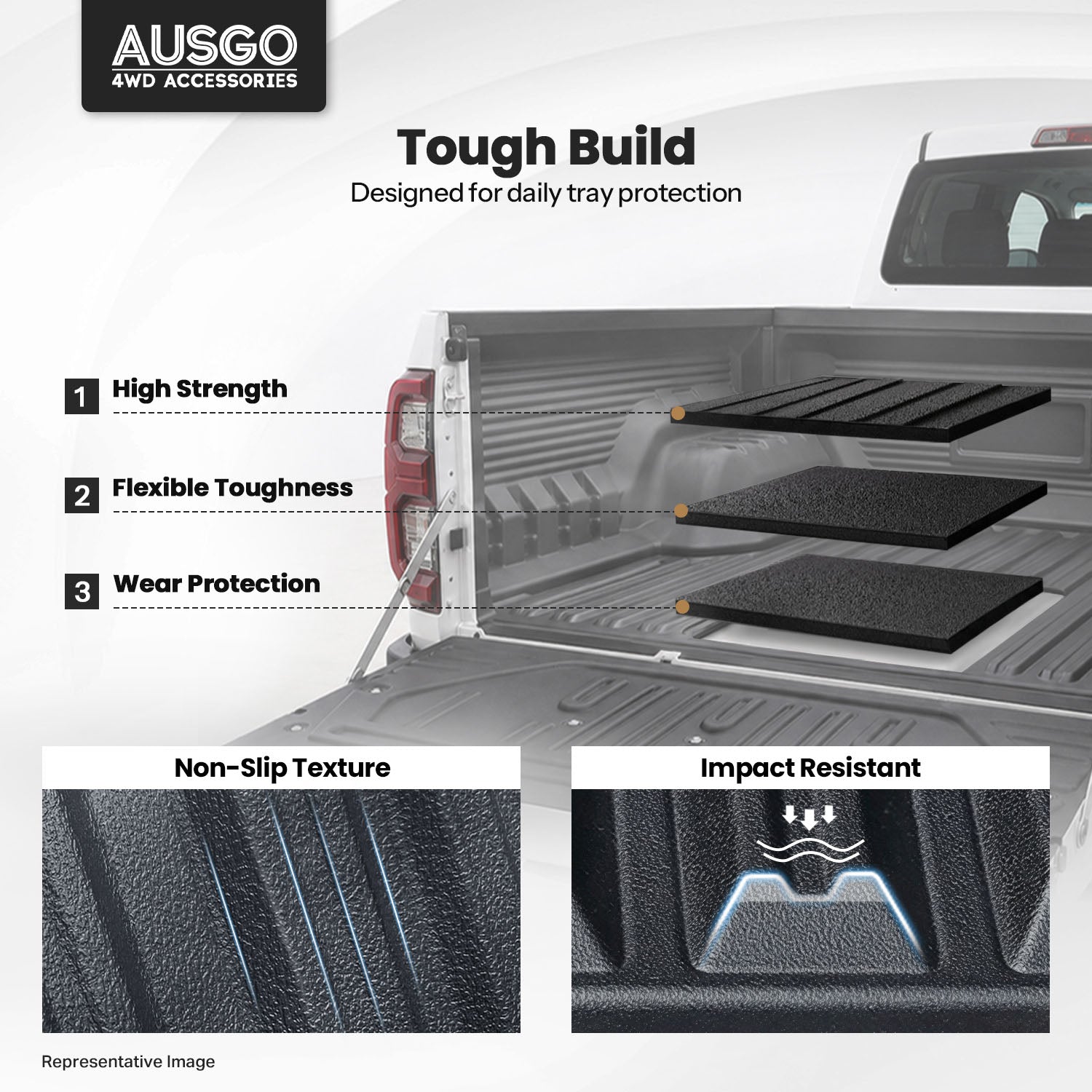 Ute Mat for Ford Ranger Dual Cab 2011-2022 Fitted with Factory Plastic Tub Liner