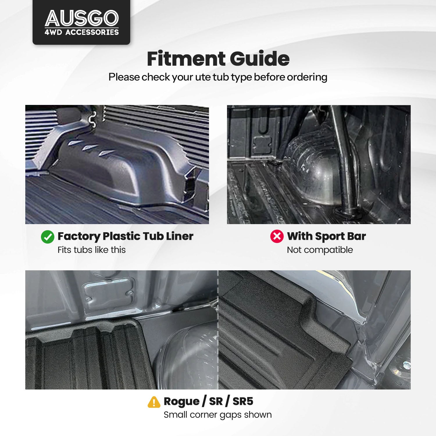 Ute Mat for Toyota Hilux Rugged X Dual Cab 2025-Onwards Fitted with Factory Plastic Tub Liner