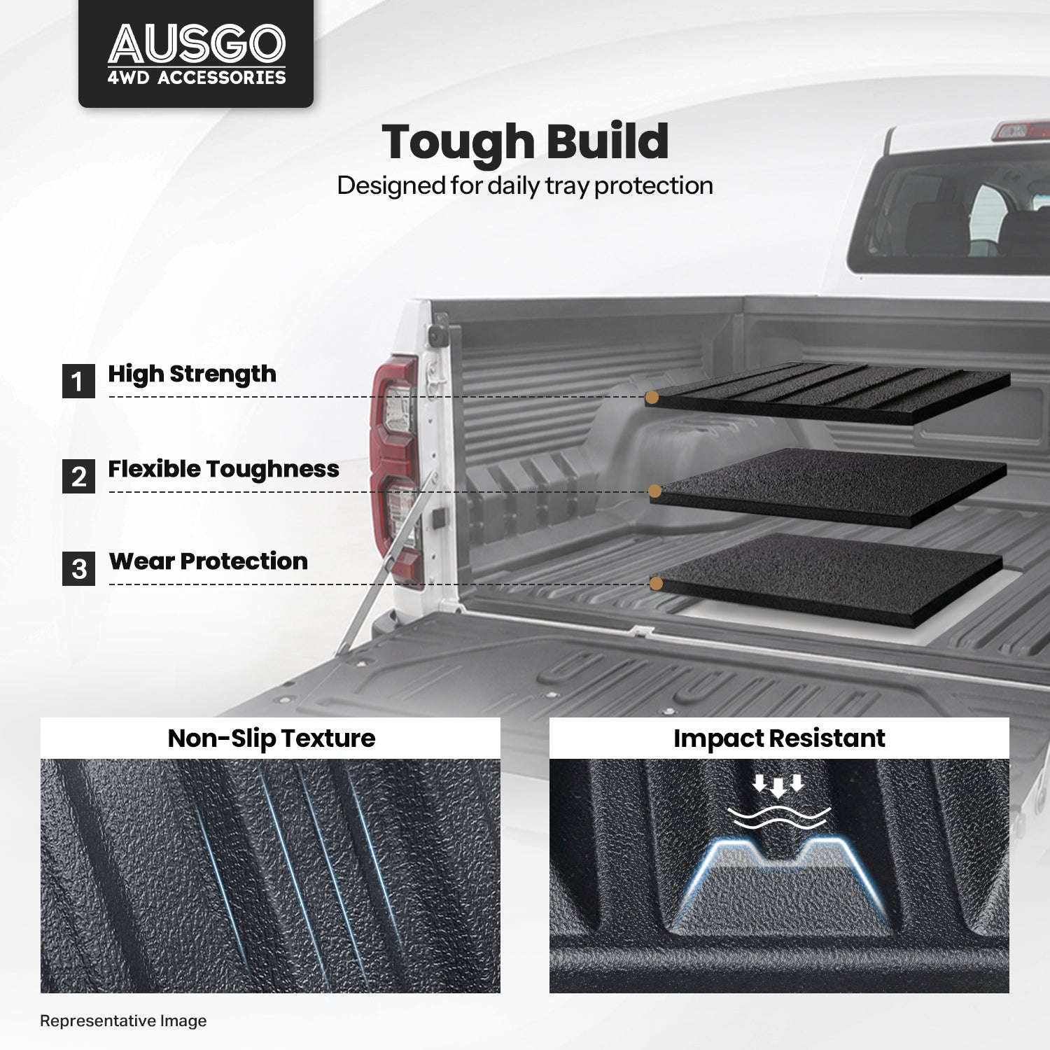 Ute Mat for Ford Ranger Dual Cab 2022-Onwards Fitted with Factory Plastic Tub Liner