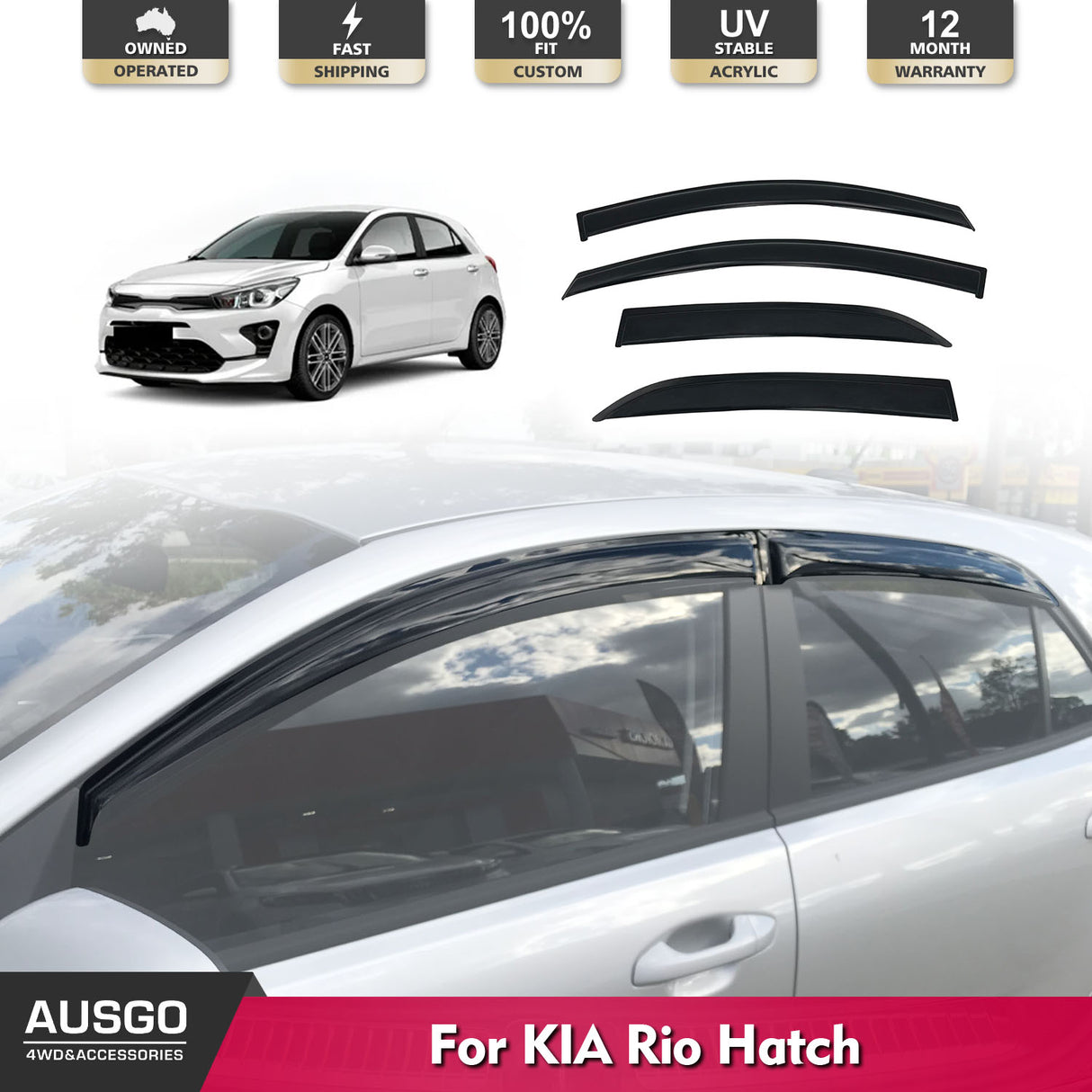 Weather Shields for KIA RIO Hatch 2016-Onwards