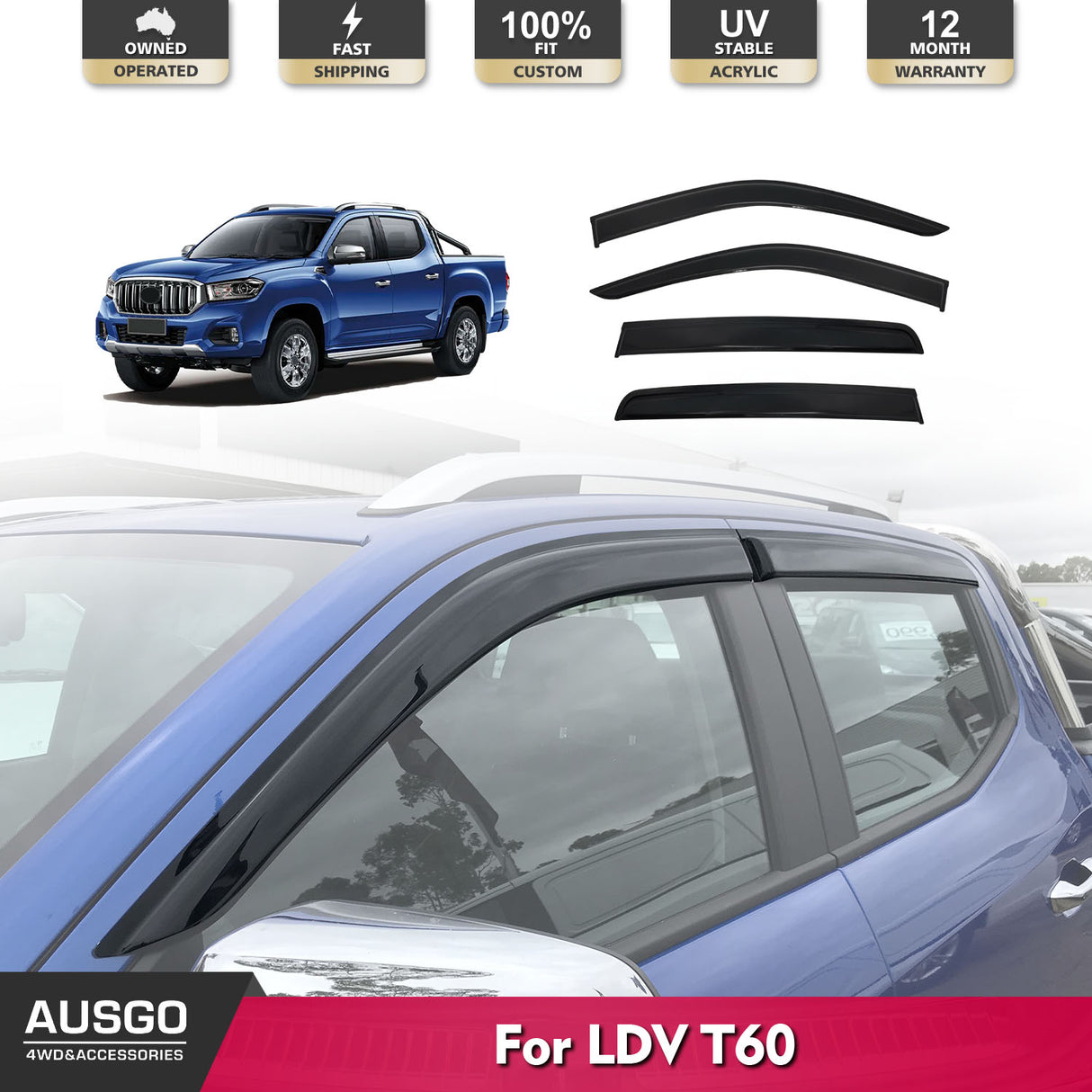 Luxury Weather Shields for LDV T60 2017-Onwards
