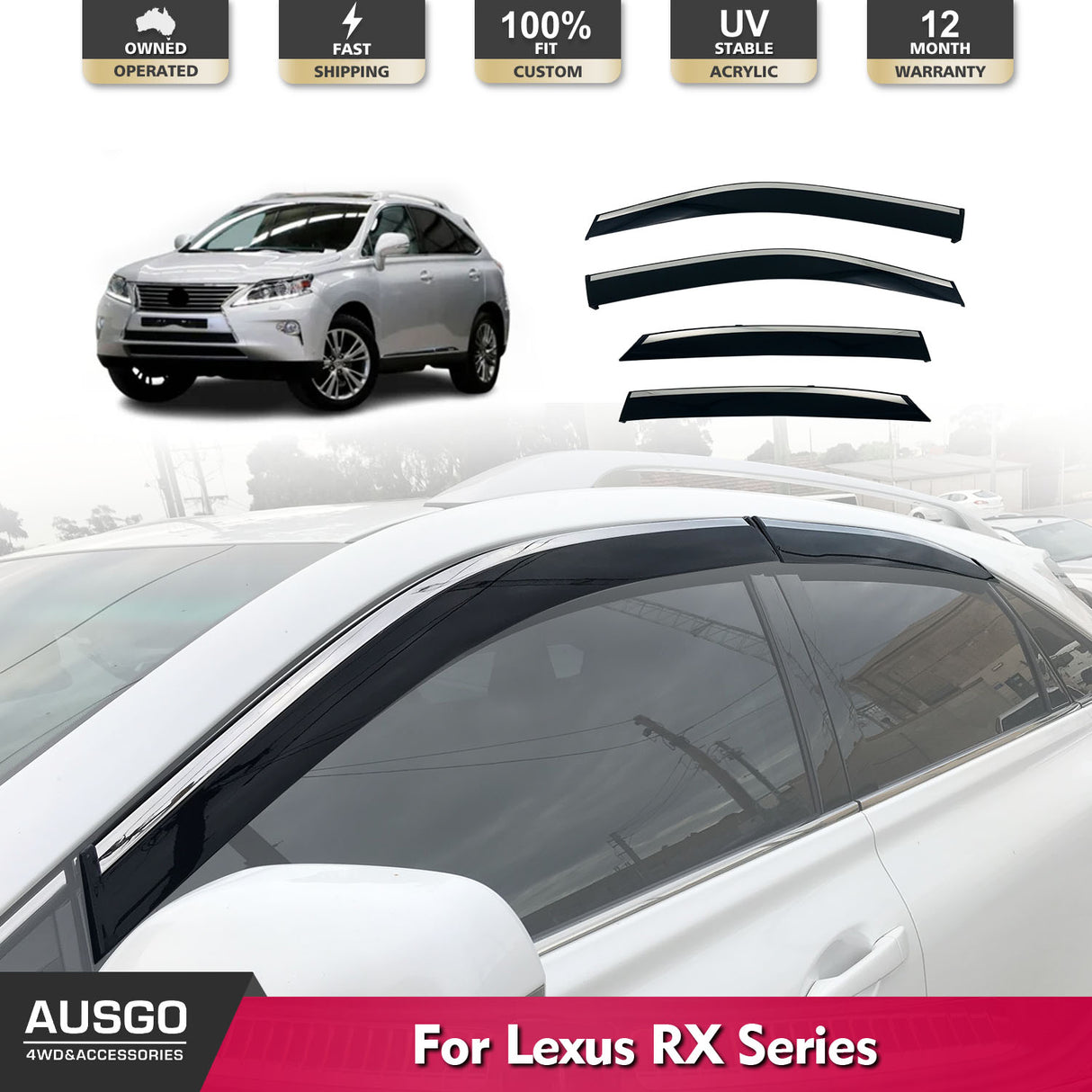 Stainless Trim Weather Shields for Lexus RX270 RX350 RX450H 2009-2015
