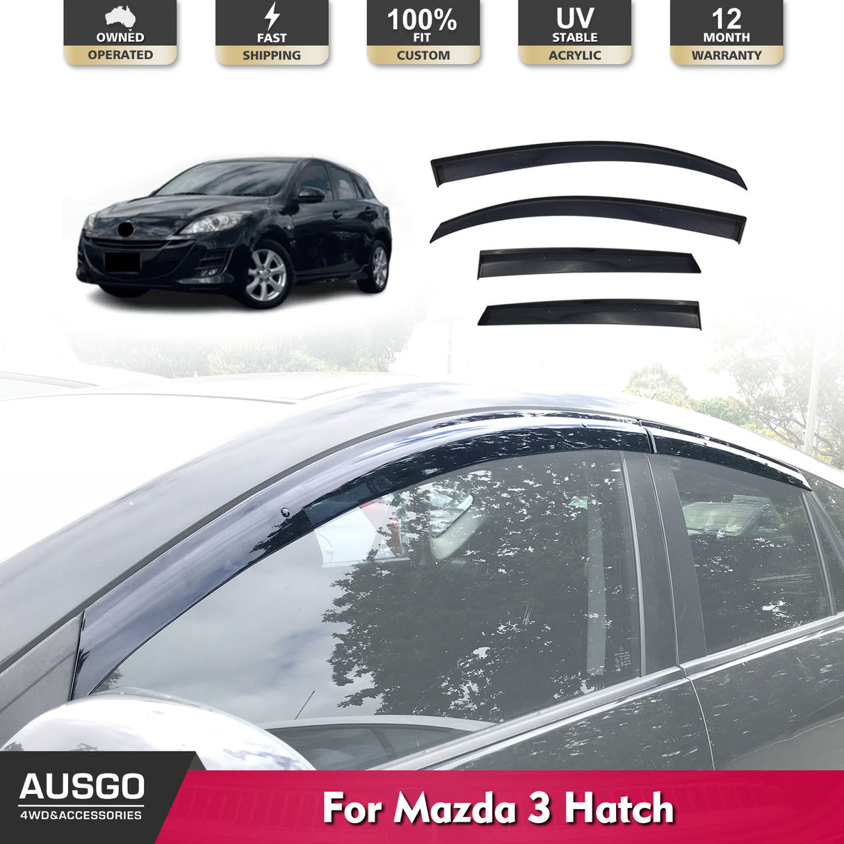 Injection Weather Shields for Mazda 3 BL Series Hatch 2009-2013