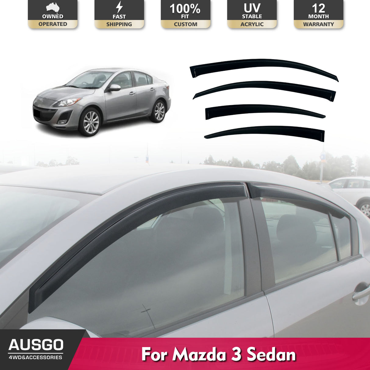 Weather Shields for Mazda 3 BL Series Sedan 2009-2013