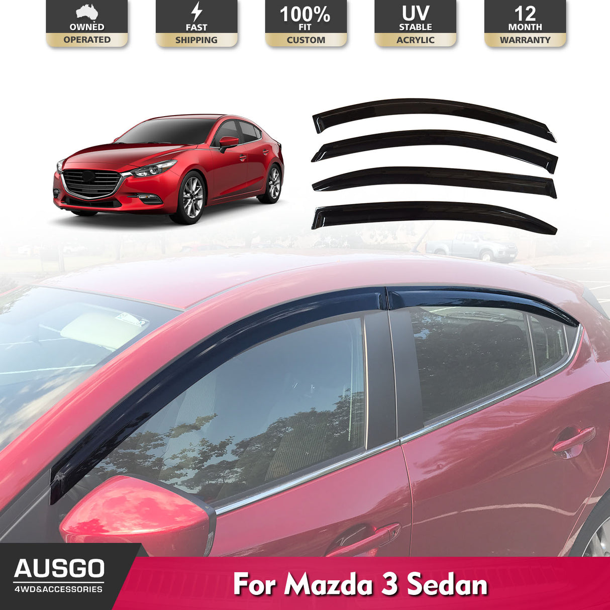 Injection Weather Shields for Mazda 3 BM BN Series Sedan 2013-2019
