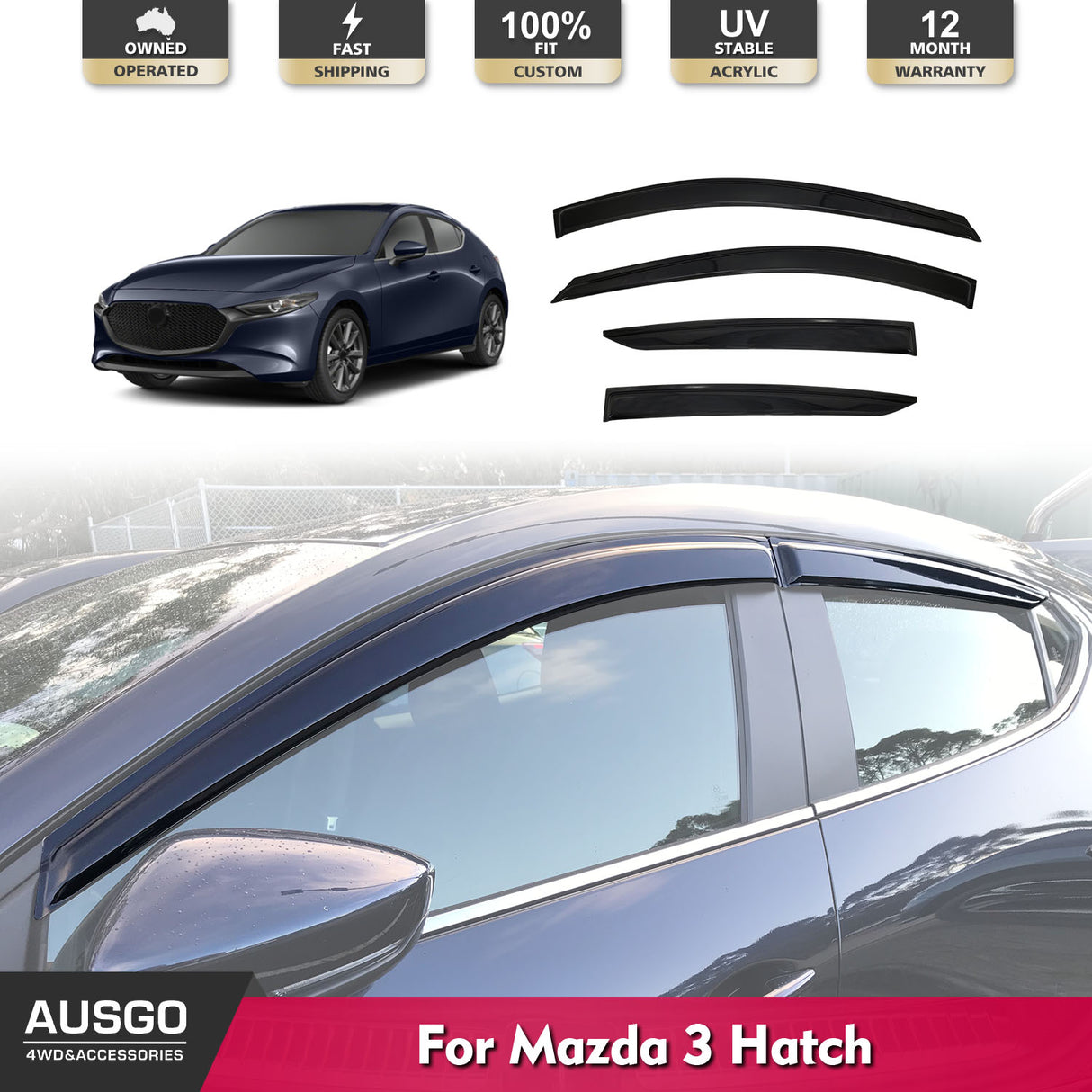 Luxury Weather Shields for Mazda 3 BP Series Hatch 2019-Onwards