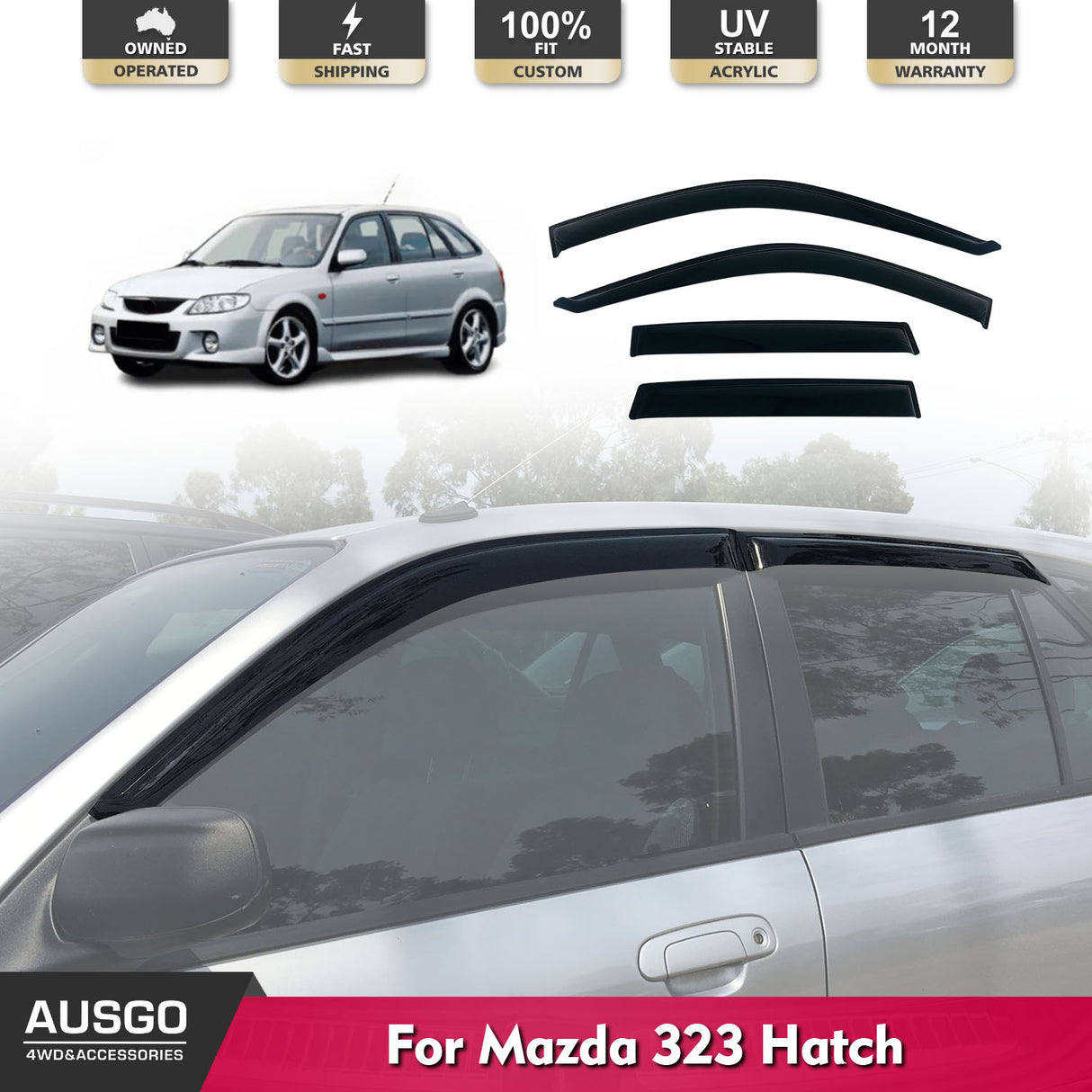 Luxury Weather Shields for Mazda 323 Hatch 5dr 1998-2004