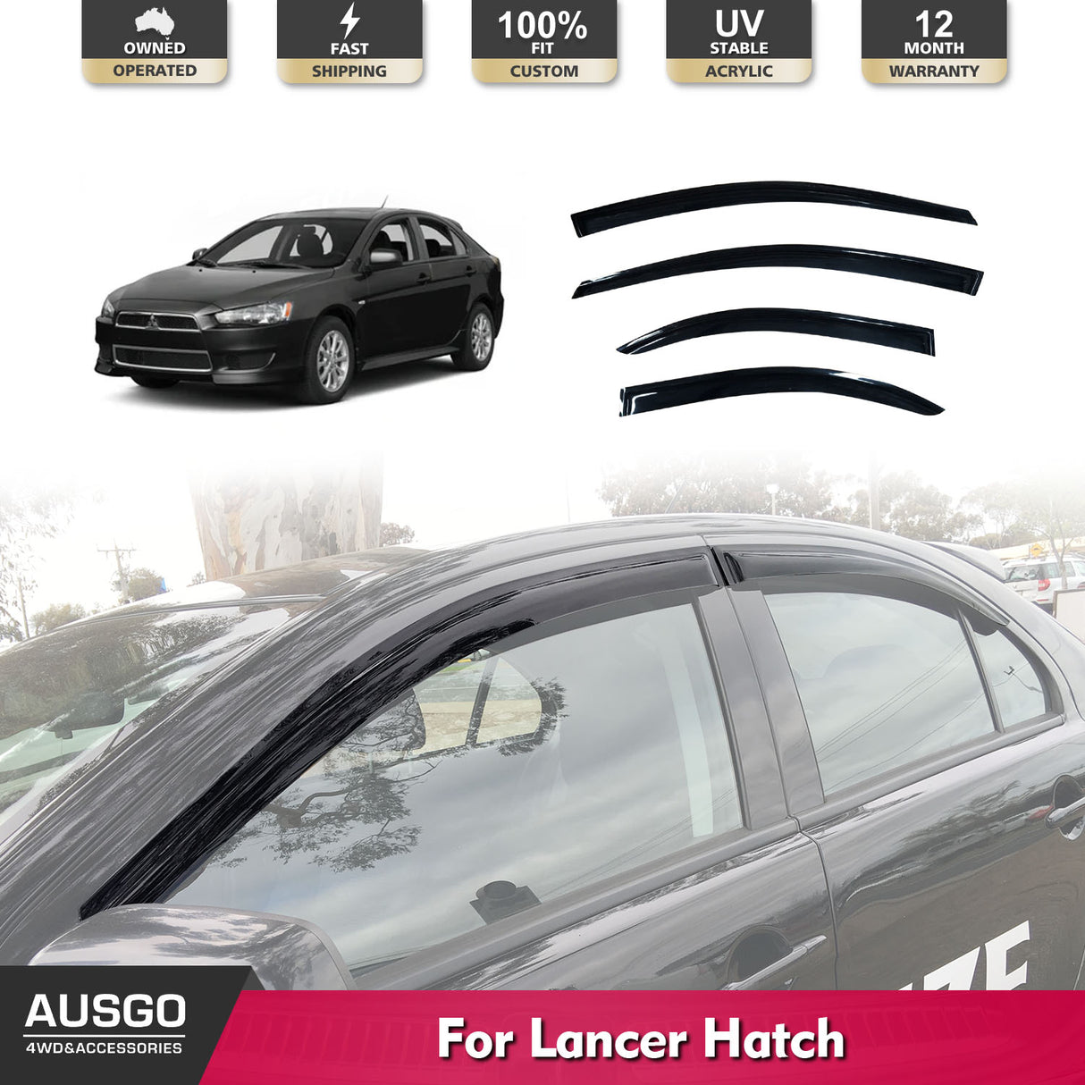 Weather Shields for Mitsubishi Lancer Hatch 2007-2017