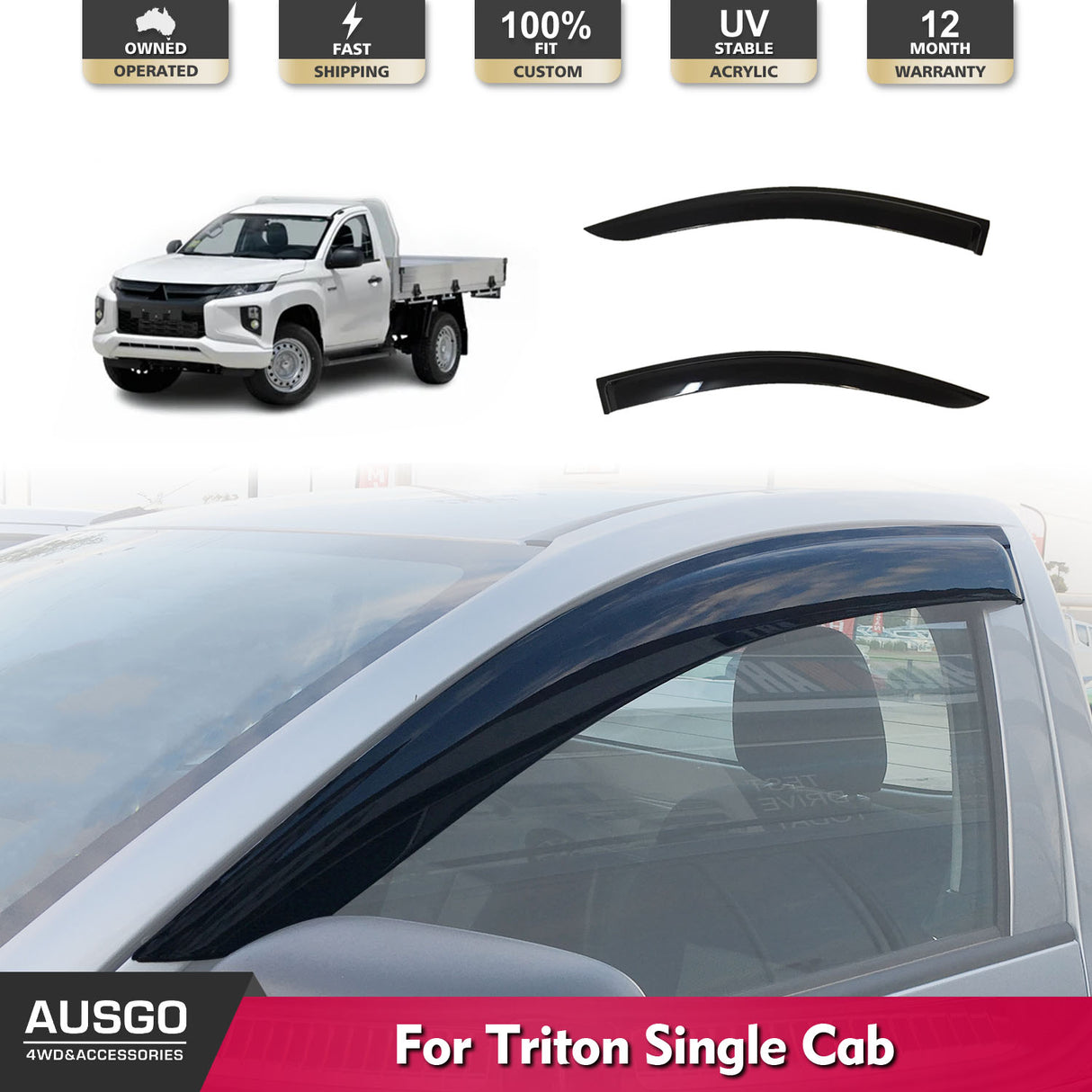 Injection Weather Shields for Mitsubishi Triton MQ MR Single Cab 2015-2024