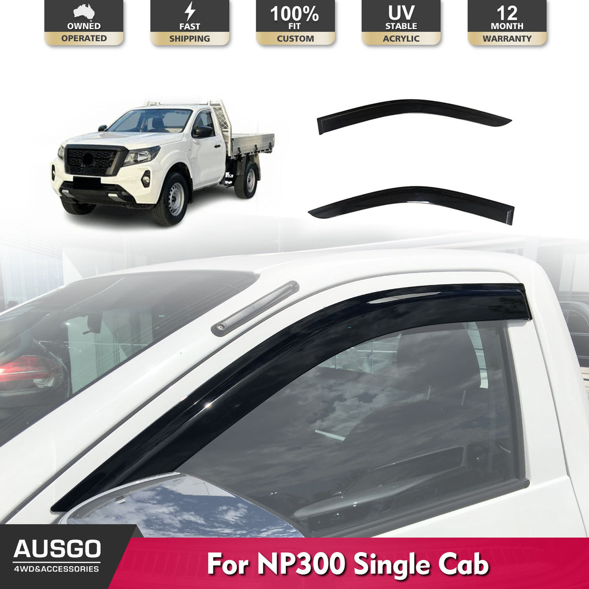 Injection Weather Shields for Nissan Navara NP300 D23 Single Cab 2015-Onwards