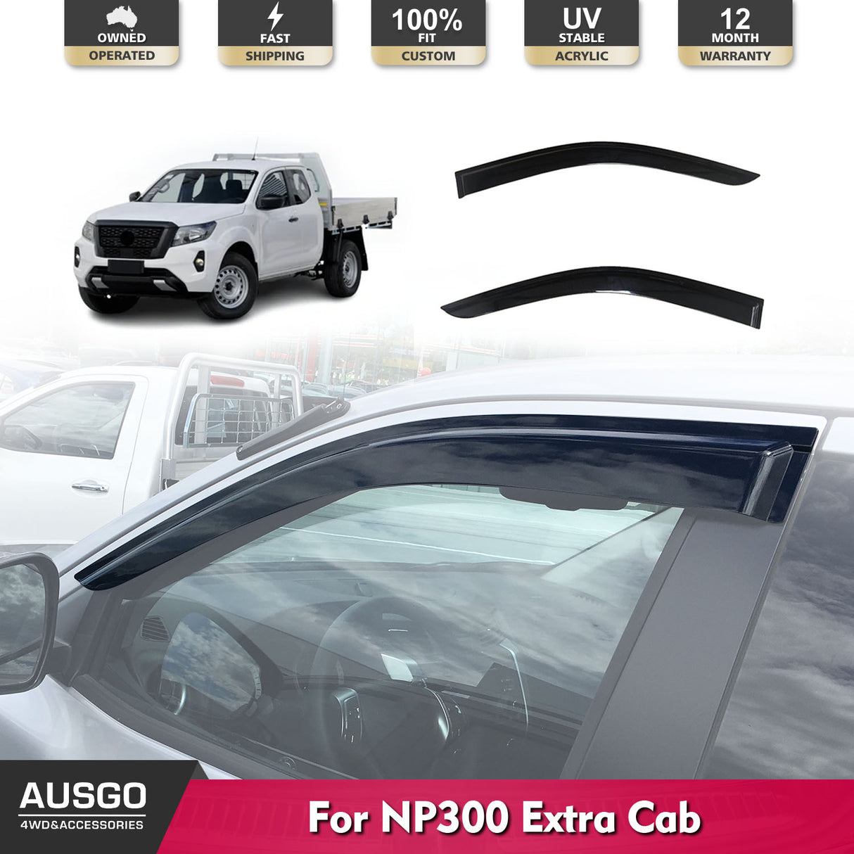 Injection Weather Shields for Nissan Navara NP300 D23 Extra Cab 2015-Onwards