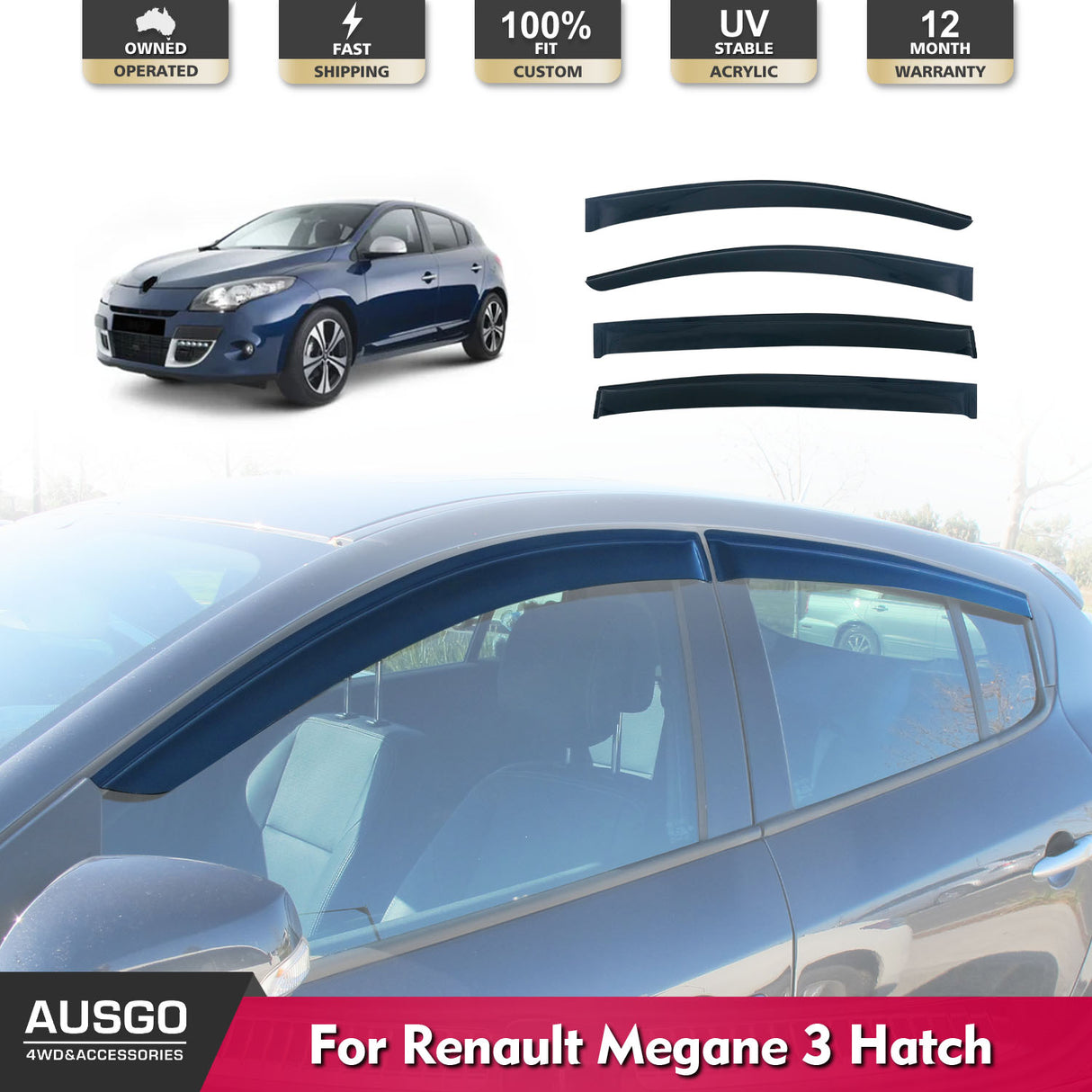 Weather Shields for Renault Megane series 3 B32 B95 Hatch 5D 2010-2016