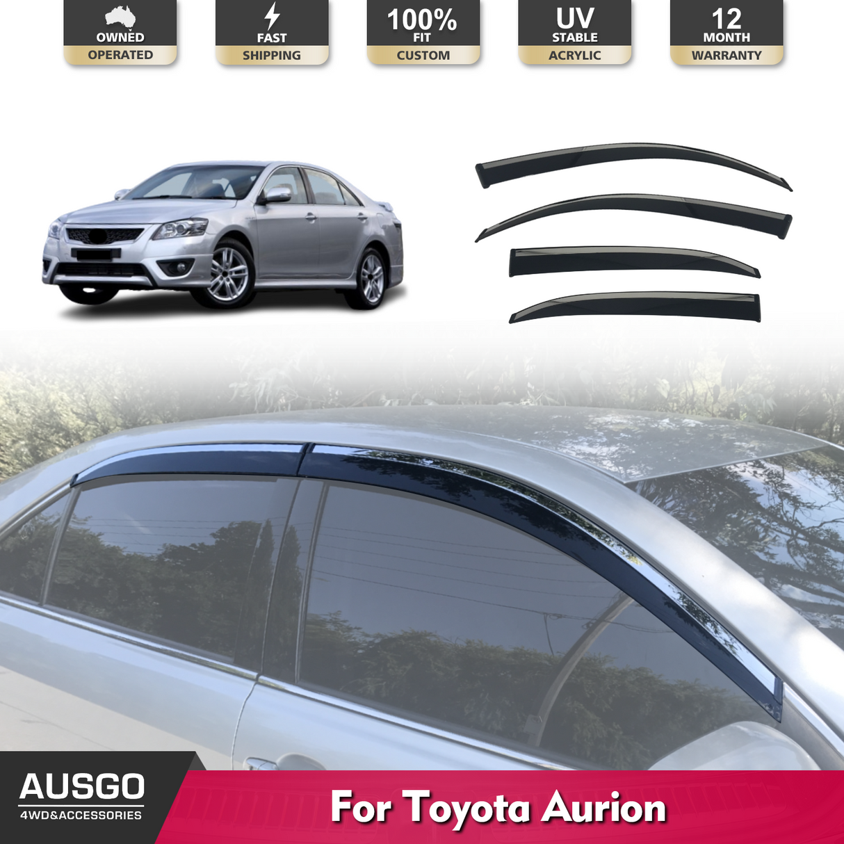 Stainless Trim Weather Shields for Toyota Aurion 2006-2011