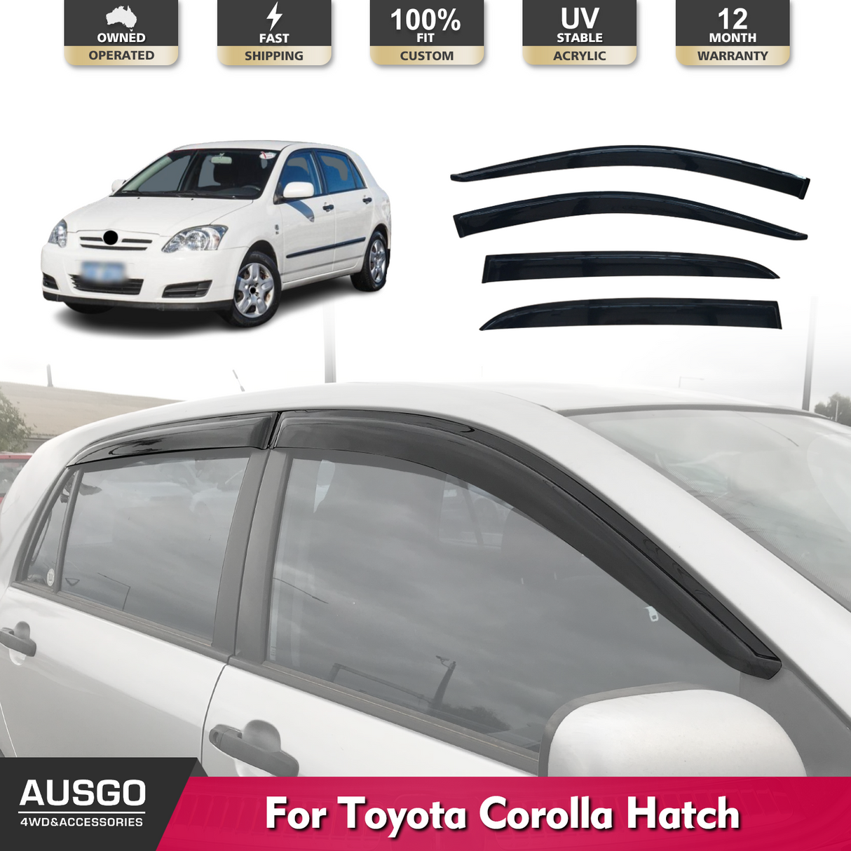 Weather Shields for Toyota Corolla Hatch 2001-2007