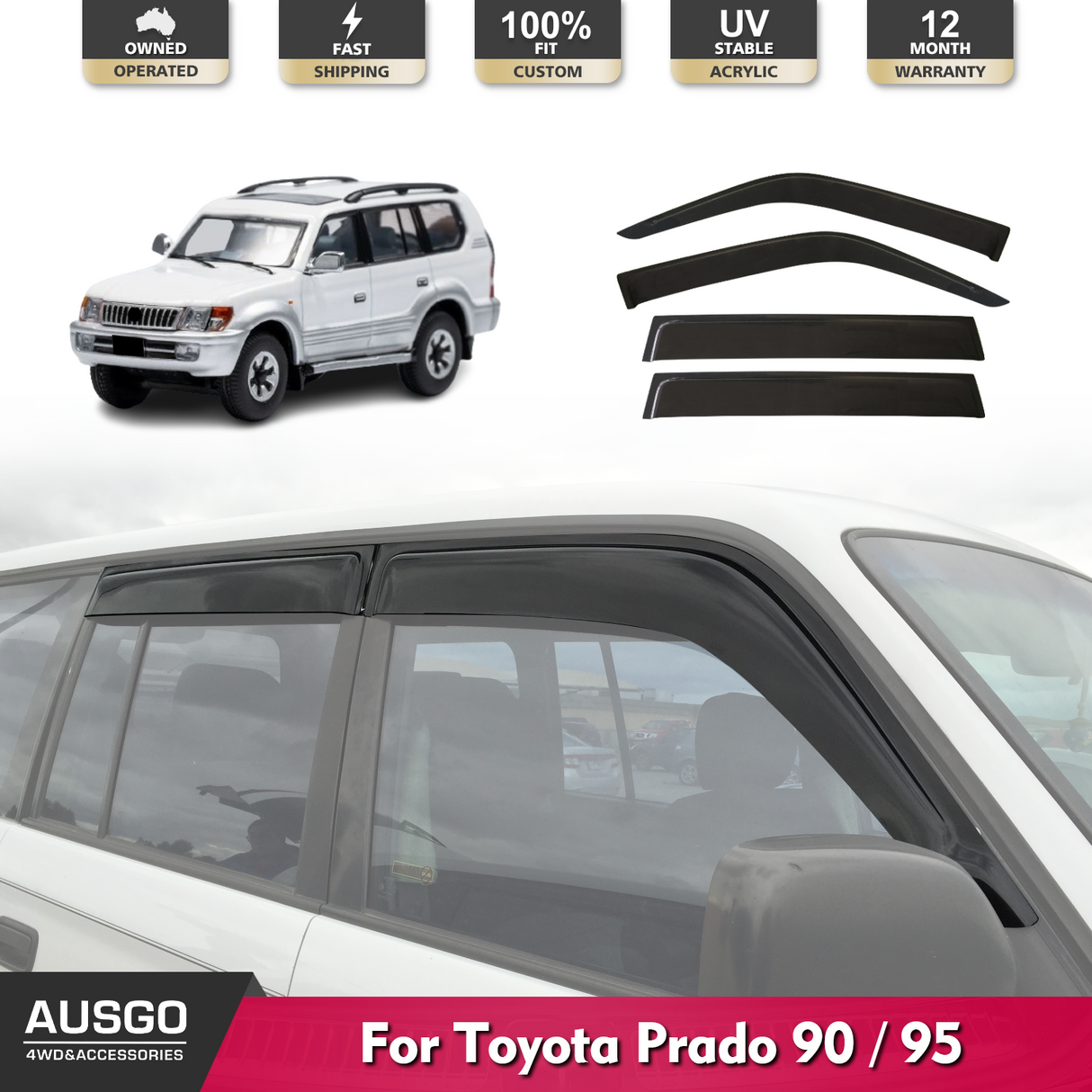 Weather Shields for Toyota Land Cruiser Prado 90 95 series 1996-2002