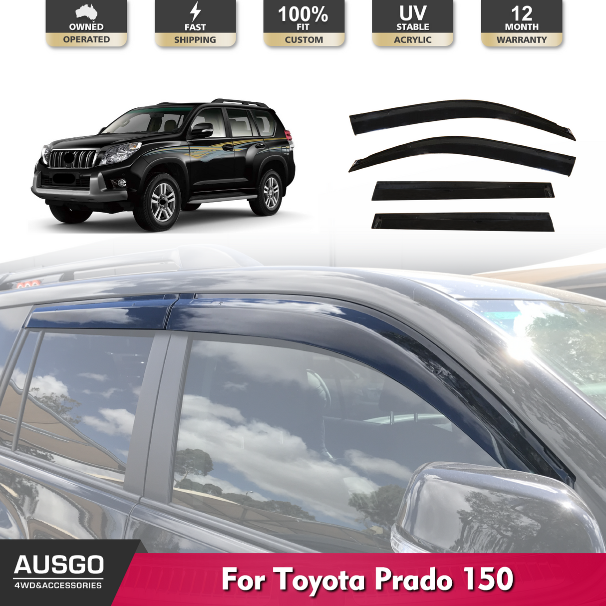 Injection Weather Shields for Toyota Land Cruiser Prado 150 Series 2009-2024