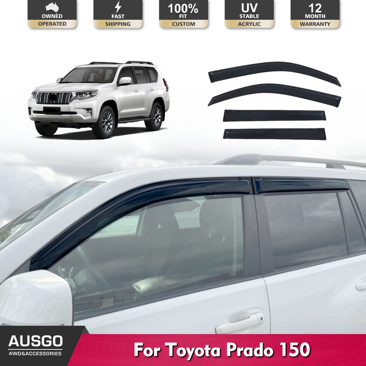 Weather Shields for Toyota Land Cruiser Prado 150 Series 2009-2024